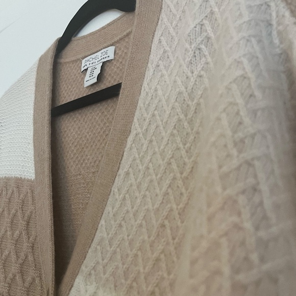 ✨ Rachel Zoe 100% 2-ply Cashmere Textured Patchwork Knit Preppy Cardigan ✨ - Picture 8 of 10